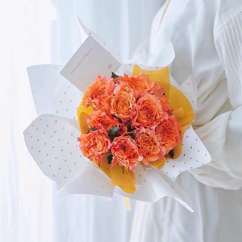 Papel de embrulho de flores de algodão com pontos monocromáticos MYHC-37