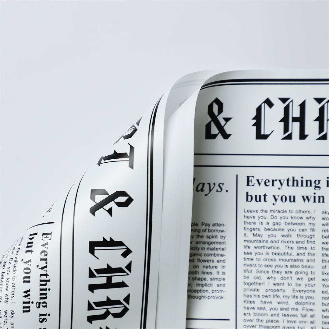 MYHC-41 Papel de embrulho de flores de couro estilo jornal de face única