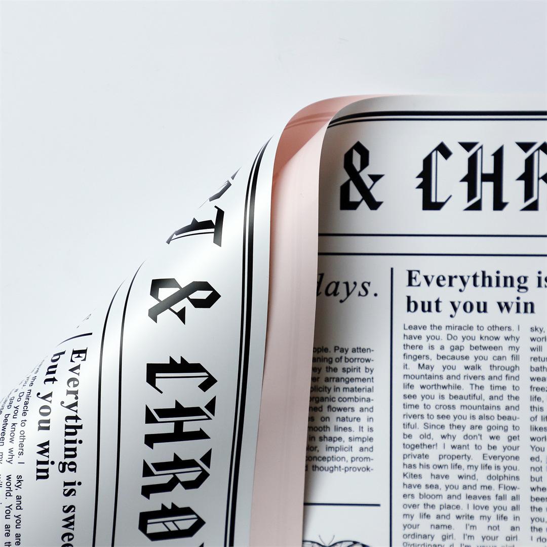 MYHC-41 Papel de embrulho de flores de couro estilo jornal de face única