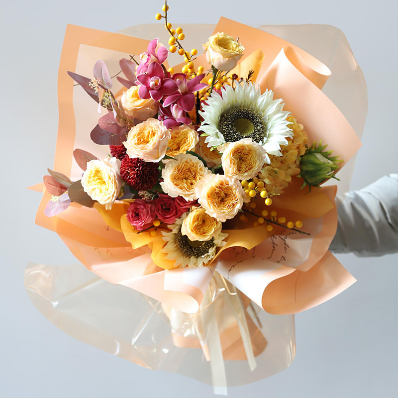 MYHC-42 Papel de embrulho de flores de algodão com borda contrastante de estilo simples
