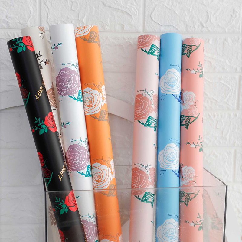 Papel de embrulho de flores de couro bovino com baixa saturação MYHC-47