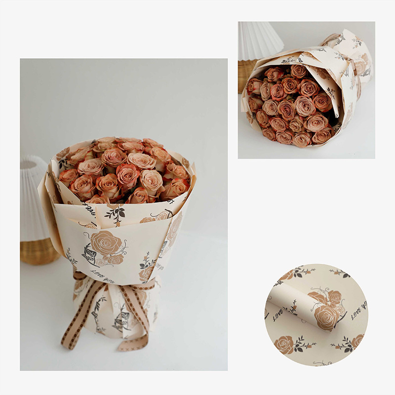 Papel de embrulho de flores de couro bovino com baixa saturação MYHC-47