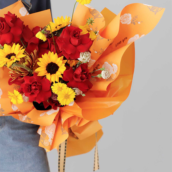 Papel de embrulho de flores de couro bovino com baixa saturação MYHC-47