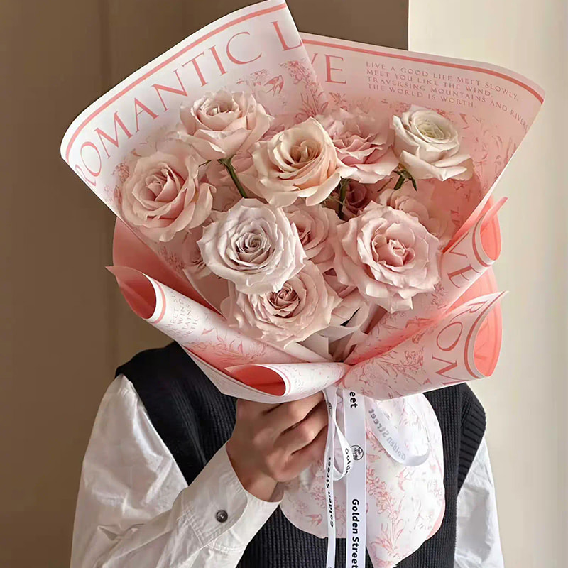 MYHC-49 Papel de embrulho de flores foscas frescas com padrão de um lado