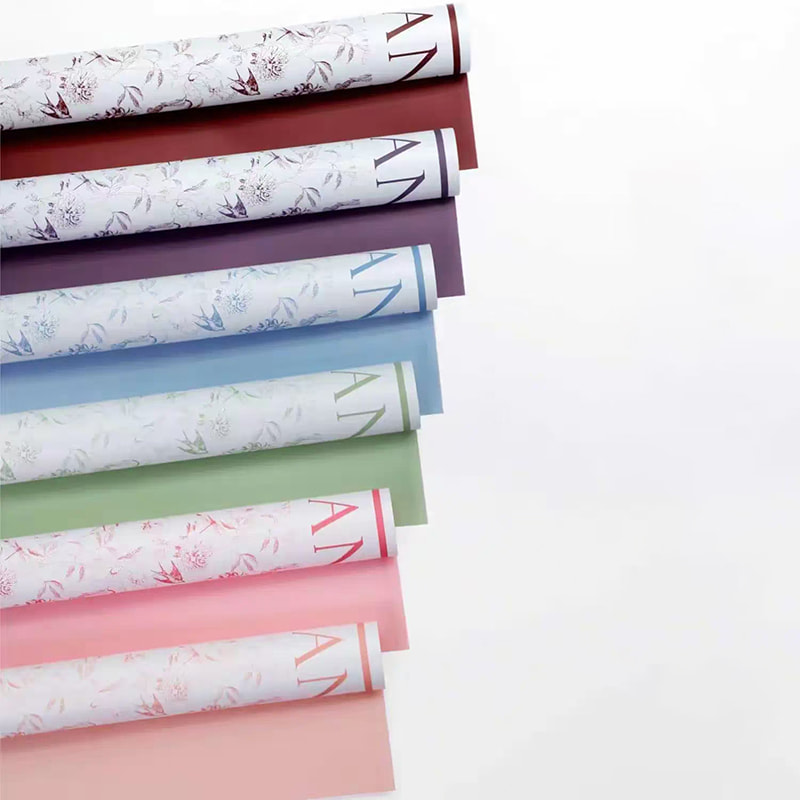 MYHC-49 Papel de embrulho de flores foscas frescas com padrão de um lado