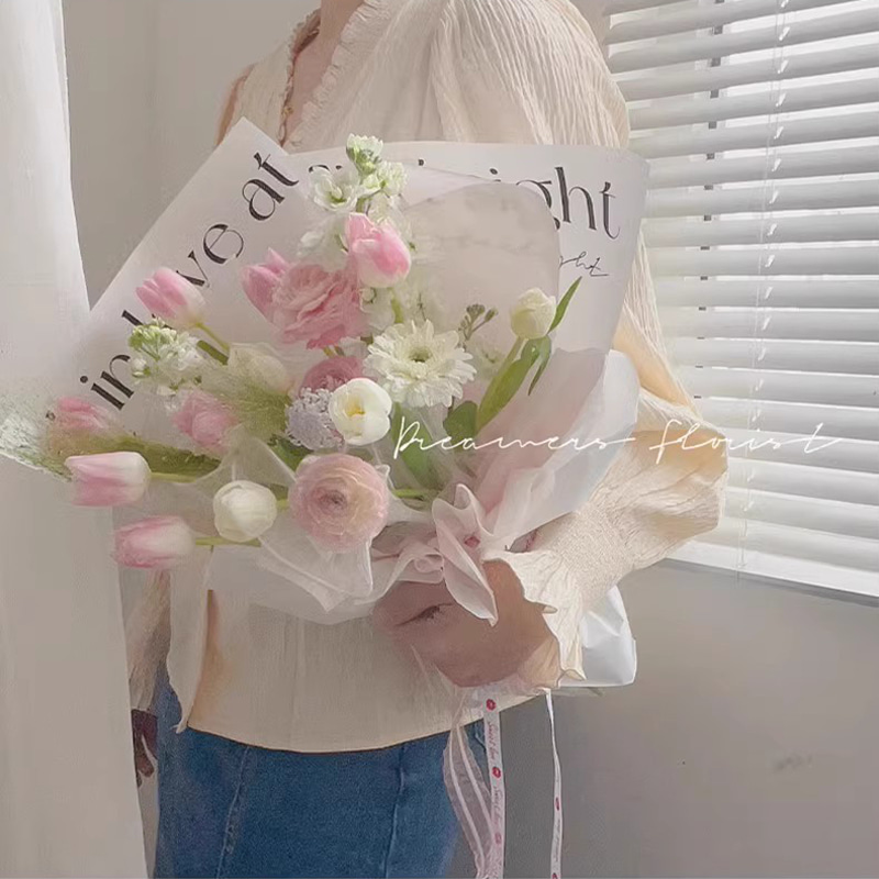 MYHC-53 Amor unilateral à primeira vista Decoração em inglês Papel de embrulho de flores de plástico