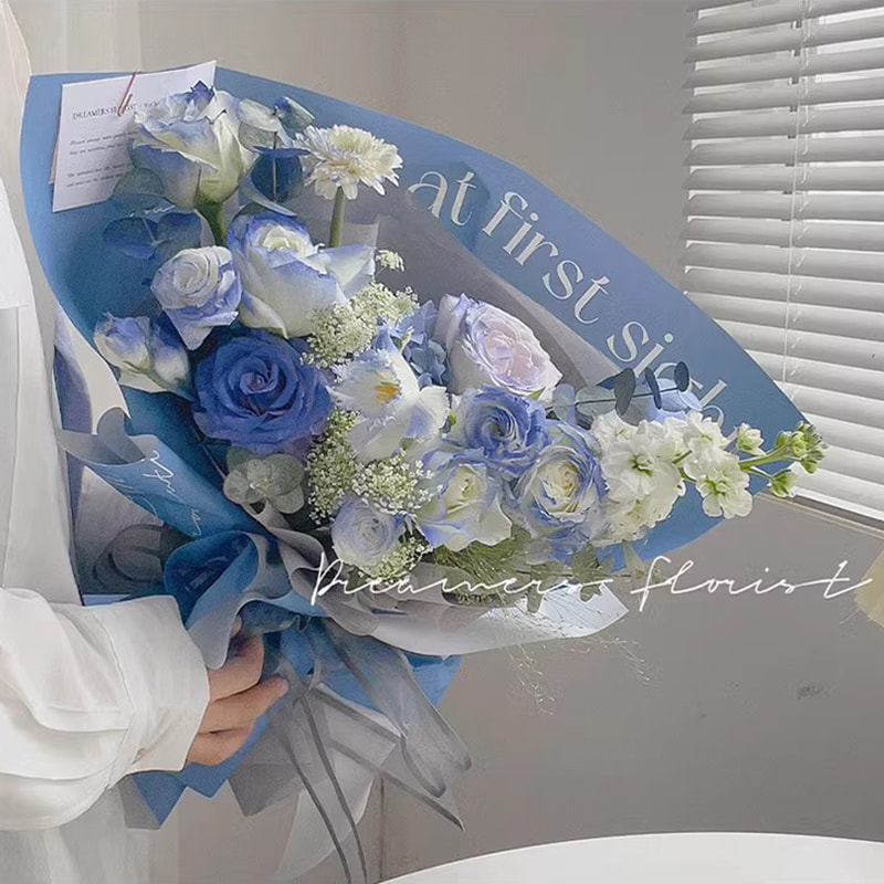 MYHC-53 Amor unilateral à primeira vista Decoração em inglês Papel de embrulho de flores de plástico