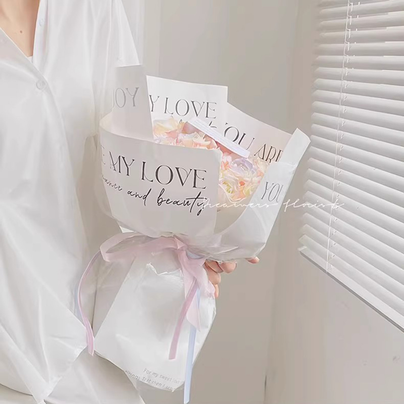MYHC-53 Amor unilateral à primeira vista Decoração em inglês Papel de embrulho de flores de plástico