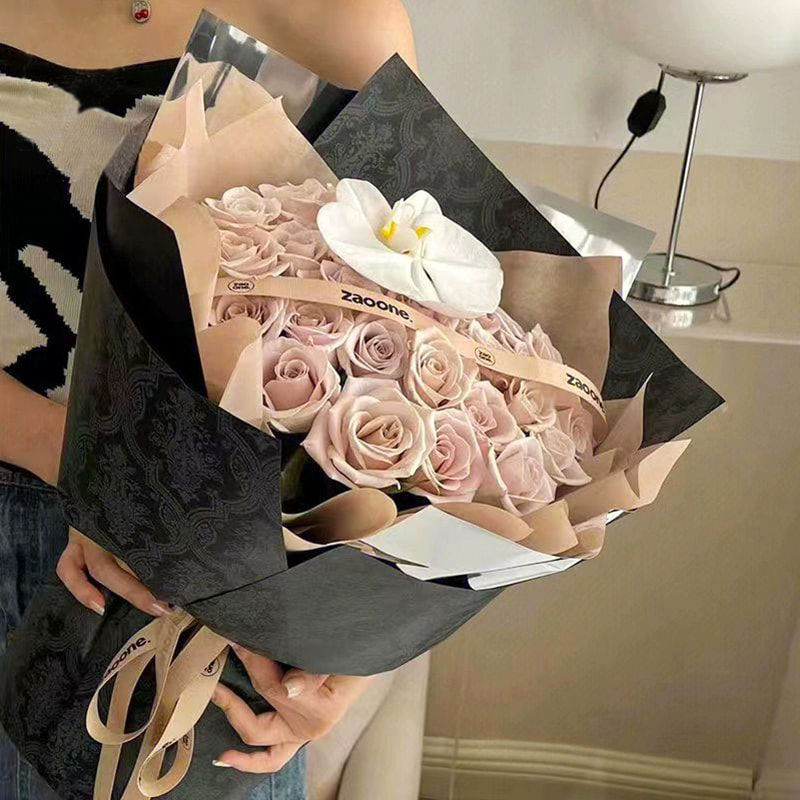 MYHC-56 Papel de embrulho de flores de algodão monocromático com impressão em relevo