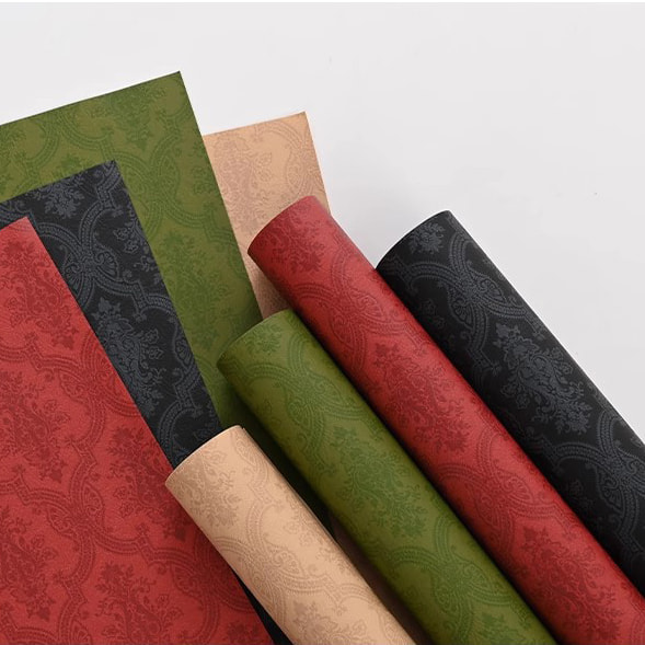 MYHC-56 Papel de embrulho de flores de algodão monocromático com impressão em relevo