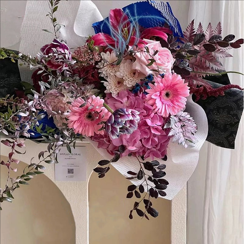 MYHC-56 Papel de embrulho de flores de algodão monocromático com impressão em relevo