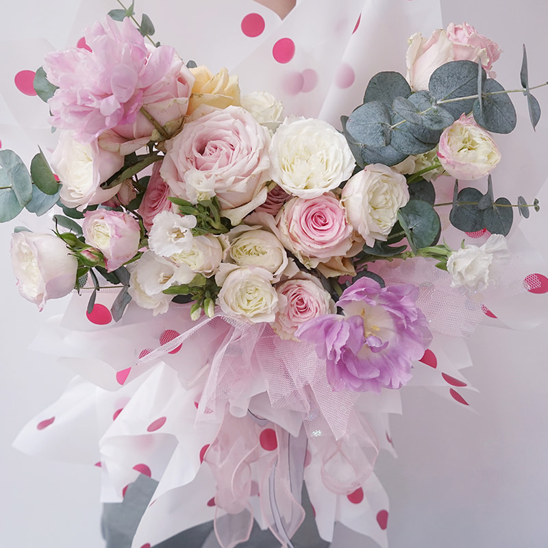 Papel de embrulho de flores de algodão forrado com pontos MYHC-58