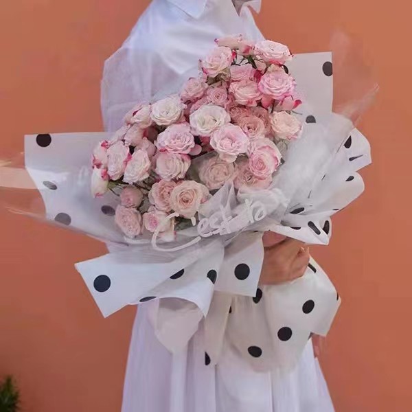 Papel de embrulho de flores de algodão forrado com pontos MYHC-58
