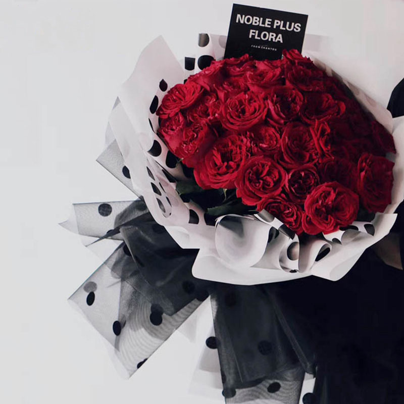 Papel de embrulho de flores de algodão forrado com pontos MYHC-58