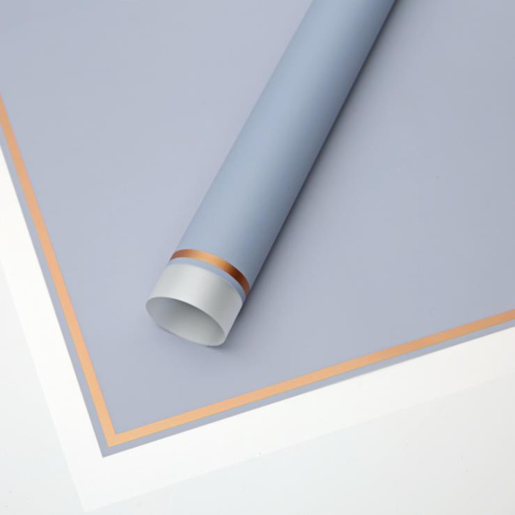 Borda branca MYHC-61 com papel de embrulho de flor fosca de filme fosco com borda dourada