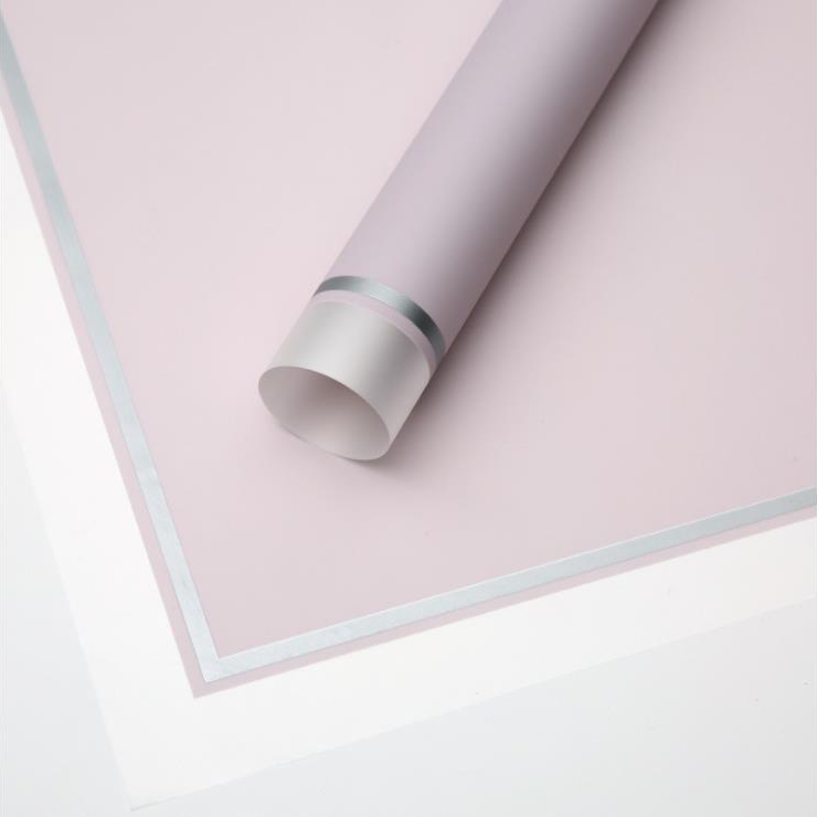 Borda branca MYHC-61 com papel de embrulho de flor fosca de filme fosco com borda dourada