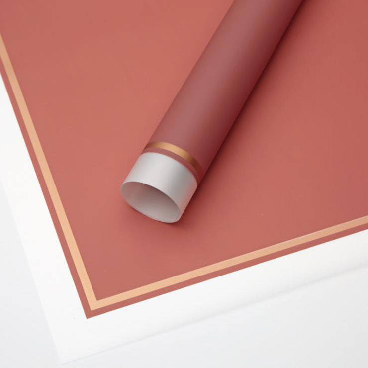 Borda branca MYHC-61 com papel de embrulho de flor fosca de filme fosco com borda dourada