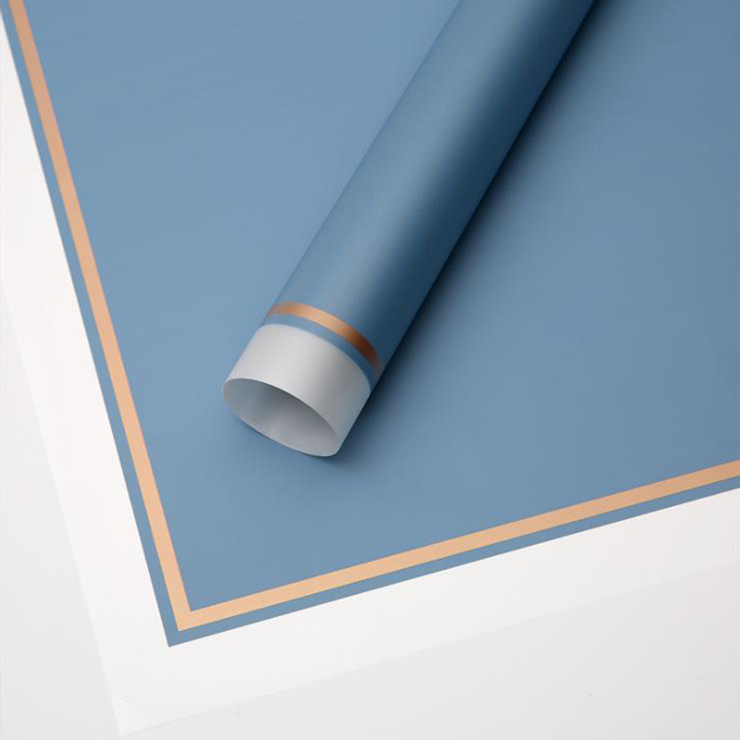 Borda branca MYHC-61 com papel de embrulho de flor fosca de filme fosco com borda dourada