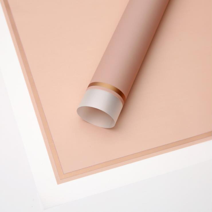 Borda branca MYHC-61 com papel de embrulho de flor fosca de filme fosco com borda dourada