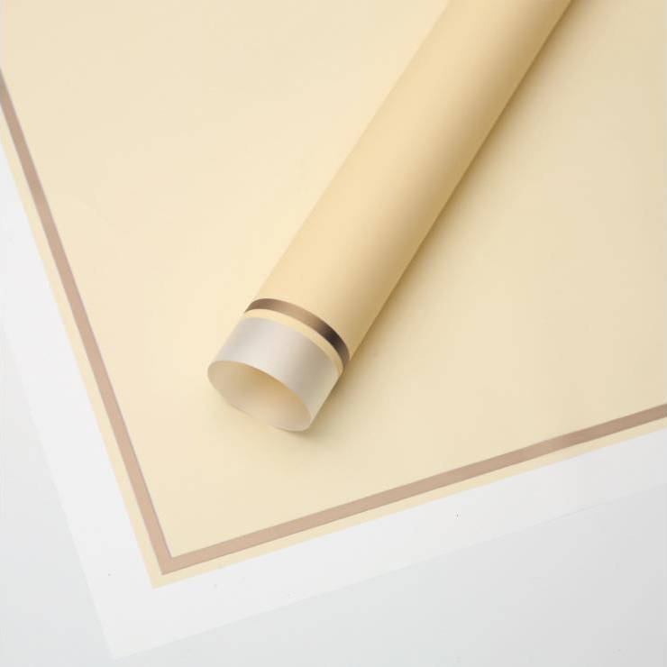 Borda branca MYHC-61 com papel de embrulho de flor fosca de filme fosco com borda dourada