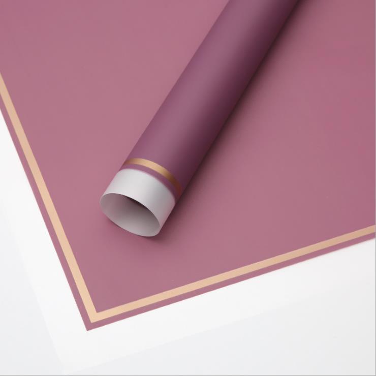Borda branca MYHC-61 com papel de embrulho de flor fosca de filme fosco com borda dourada