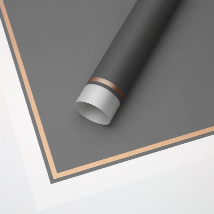 Borda branca MYHC-61 com papel de embrulho de flor fosca de filme fosco com borda dourada