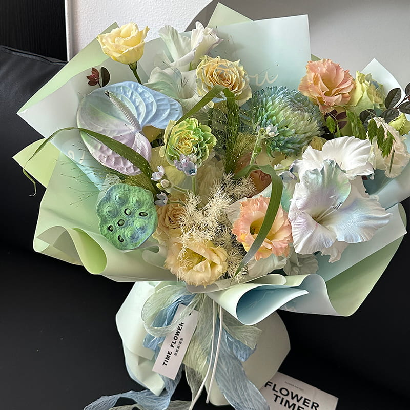 Papel de embrulho de flores à prova d'água de cor gradiente Macaron MYHC-66