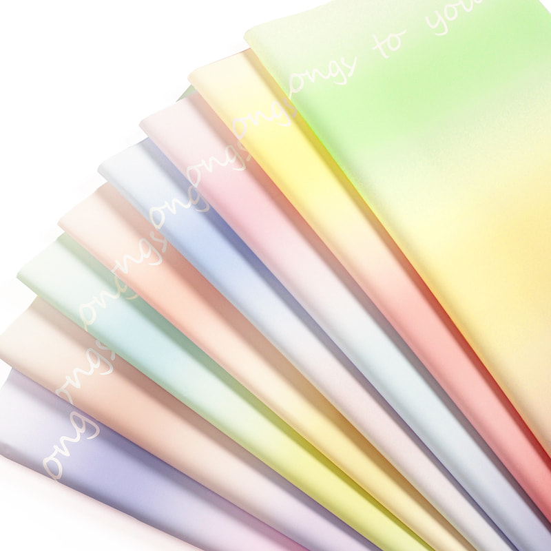 Papel de embrulho de flores à prova d'água de cor gradiente Macaron MYHC-66