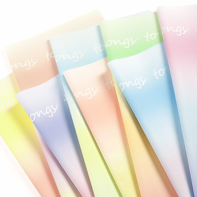 Papel de embrulho de flores à prova d'água de cor gradiente Macaron MYHC-66