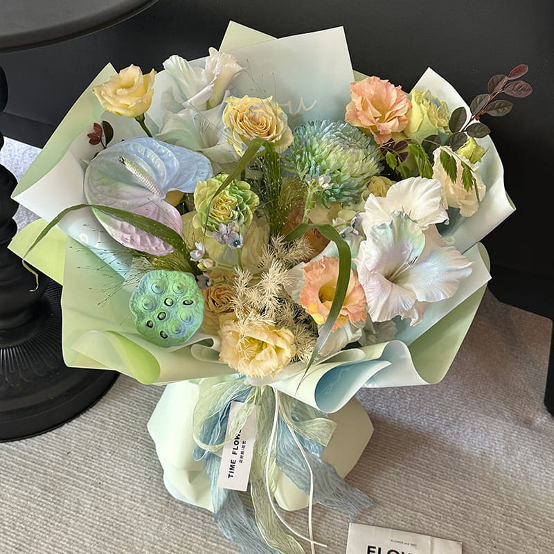Papel de embrulho de flores à prova d'água de cor gradiente Macaron MYHC-66