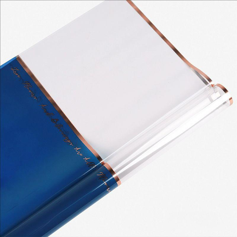 Papel de embalagem Opp de flores plásticas da linha ouro MYHC-70