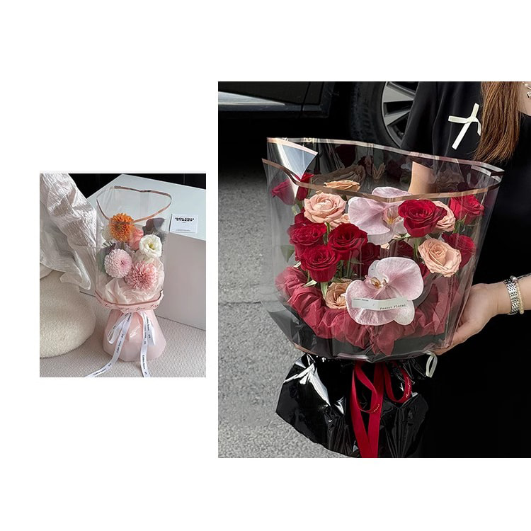 Papel de embalagem Opp de flores plásticas da linha ouro MYHC-70