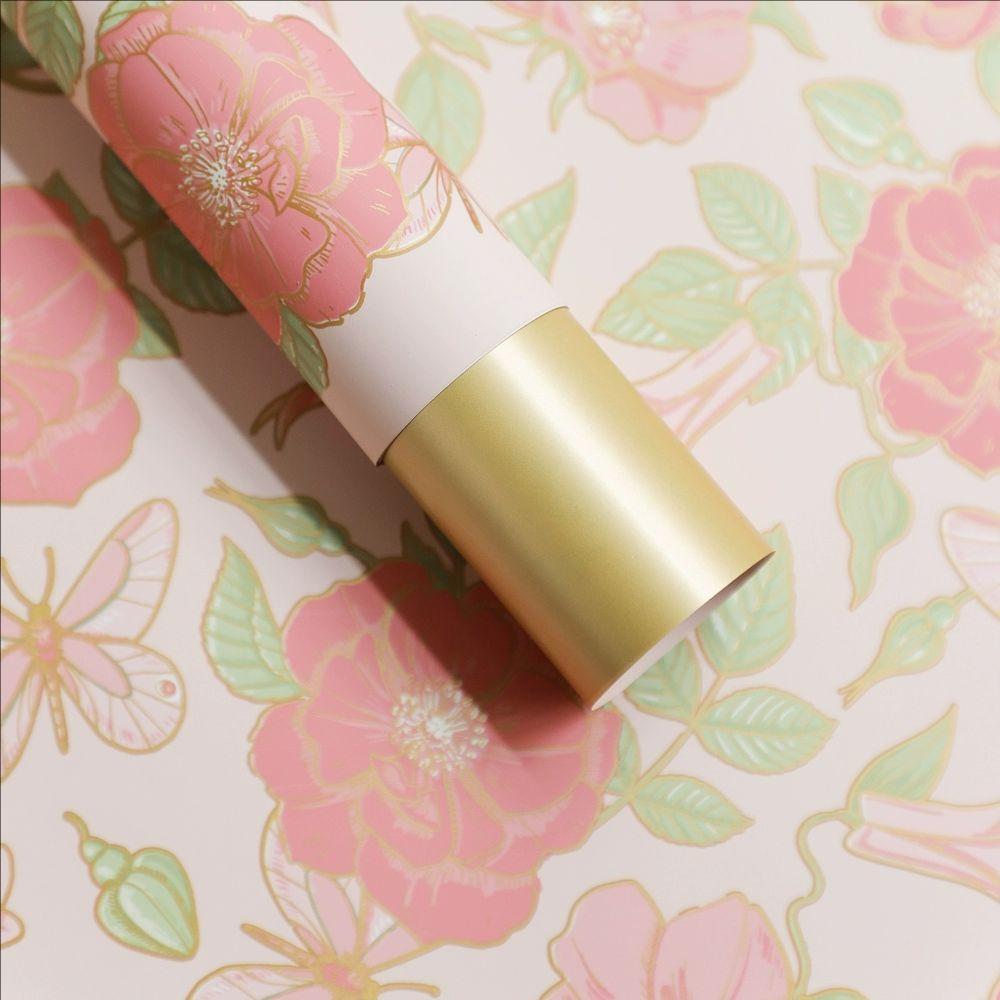 MYHC-76 Papel de embrulho de flores com padrão de camélia vintage com bordas douradas