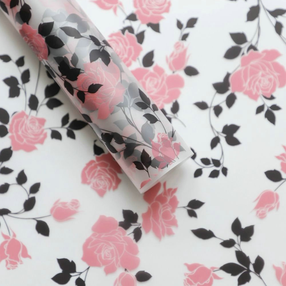 MYHC-79 Rose Print, duas cores, filme transparente para embalagem de flores