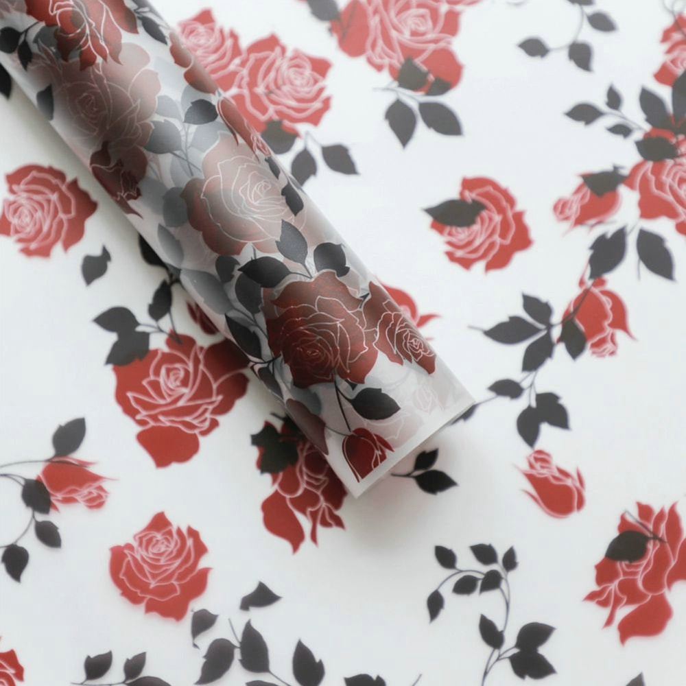 MYHC-79 Rose Print, duas cores, filme transparente para embalagem de flores