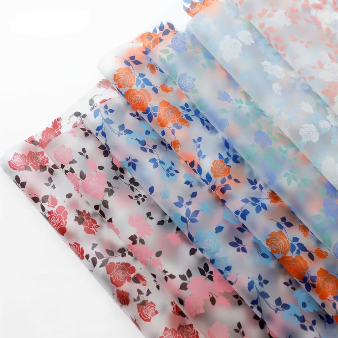 MYHC-79 Rose Print, duas cores, filme transparente para embalagem de flores