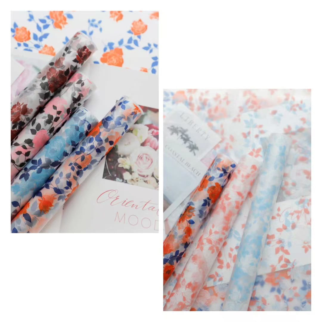 MYHC-79 Rose Print, duas cores, filme transparente para embalagem de flores