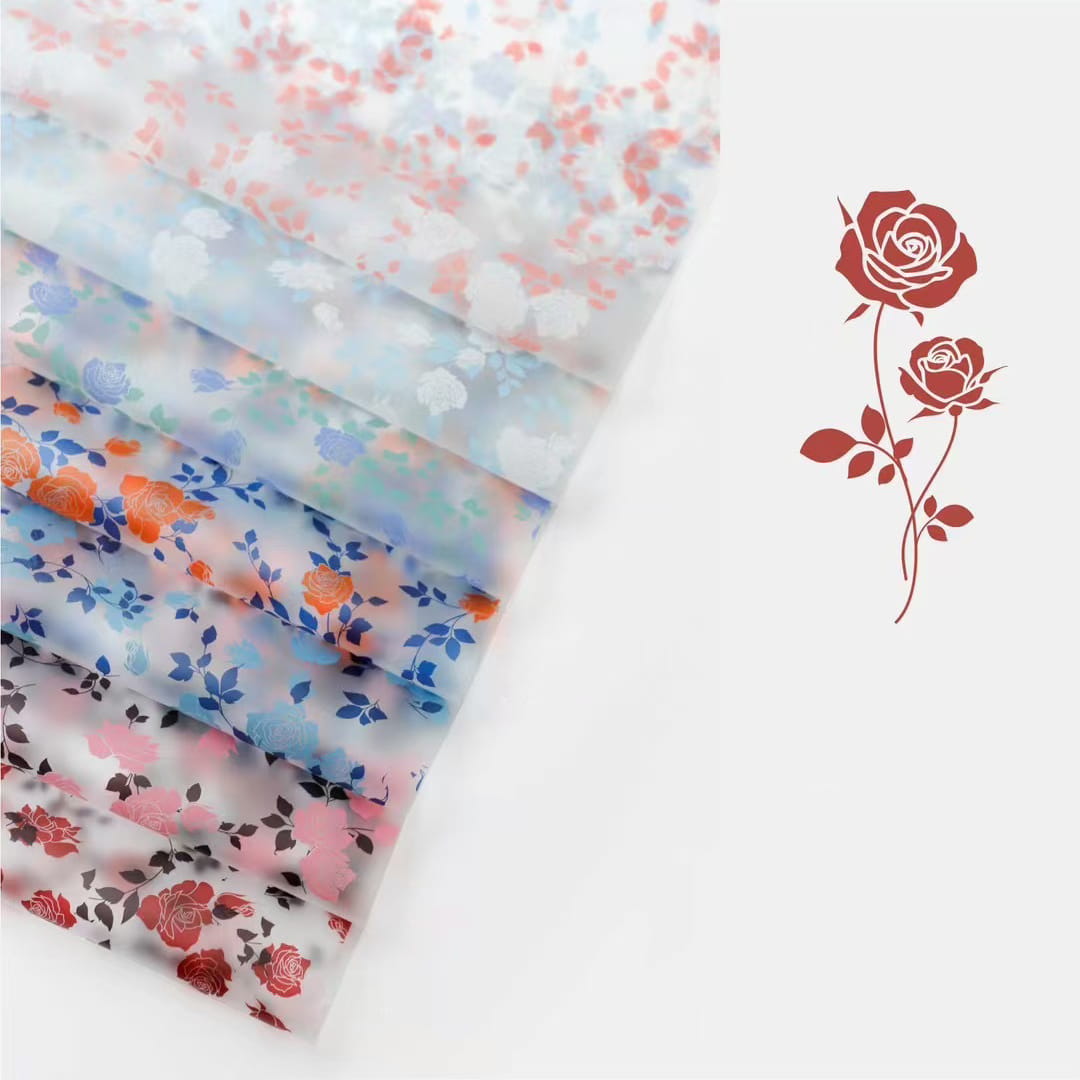 MYHC-79 Rose Print, duas cores, filme transparente para embalagem de flores