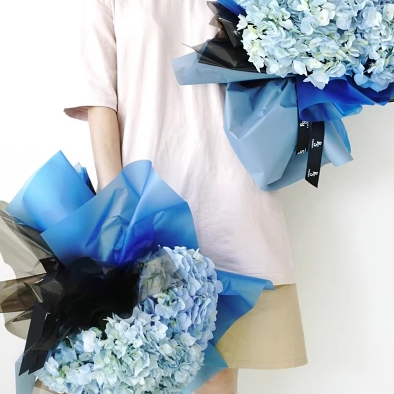 Papel de embrulho de flores translúcido de cor sólida fosca