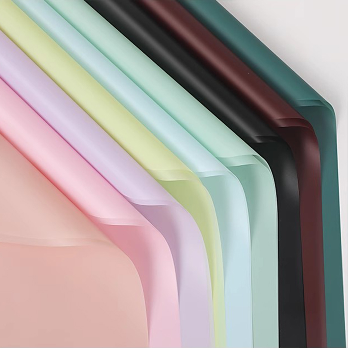 Papel de embrulho de flores translúcido de cor sólida fosca