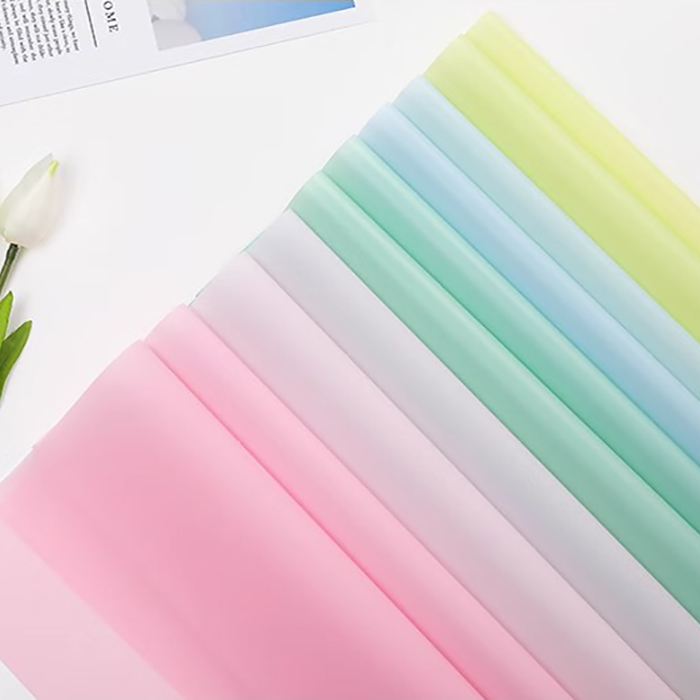 Papel de embrulho de flores translúcido de cor sólida fosca