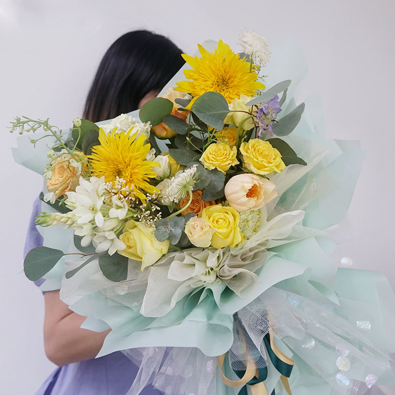 Papel de embrulho de flores translúcido de cor sólida fosca