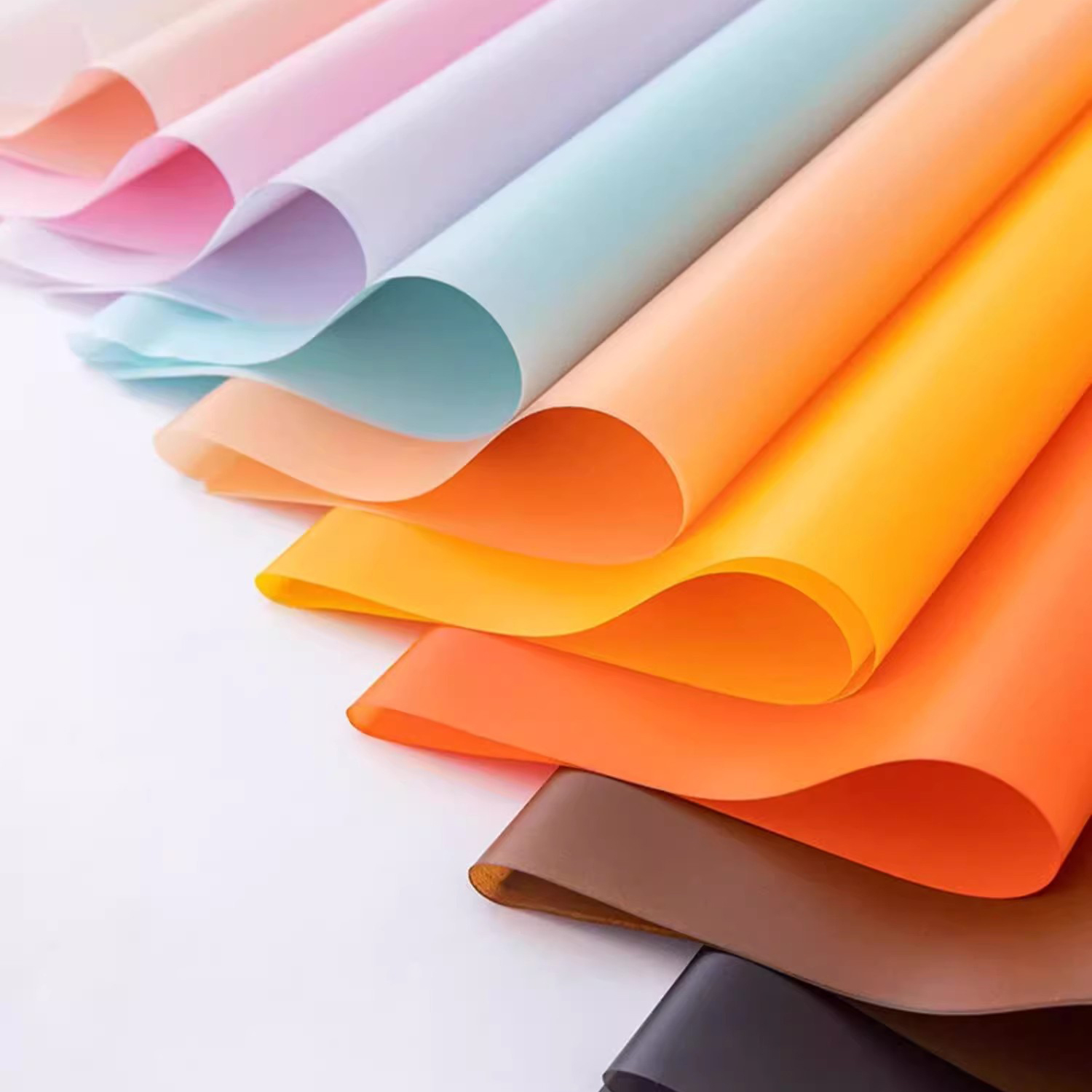 Papel de embrulho de flores translúcido de cor sólida fosca