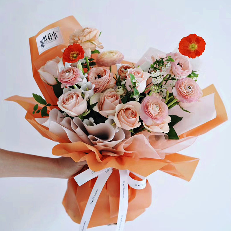 Papel de embrulho de flores translúcido de cor sólida fosca