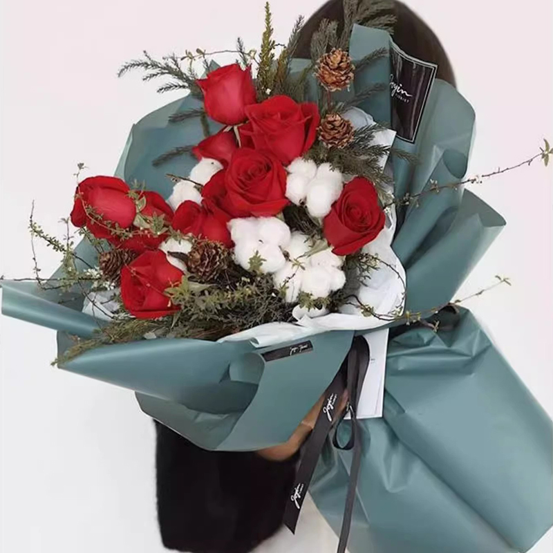 Papel de embrulho de flores translúcido de cor sólida fosca