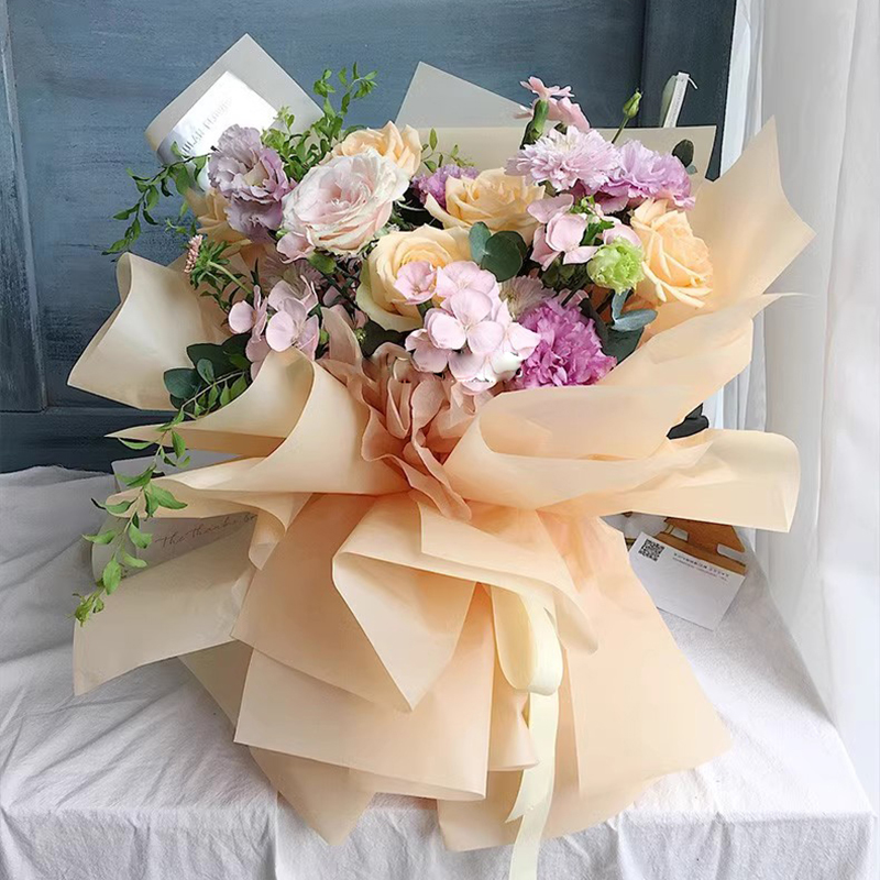 Papel de embrulho de flores translúcido de cor sólida fosca
