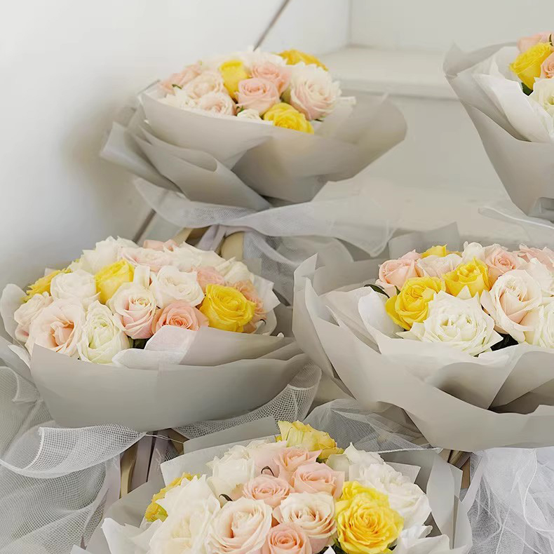 Papel de embrulho de flores translúcido de cor sólida fosca