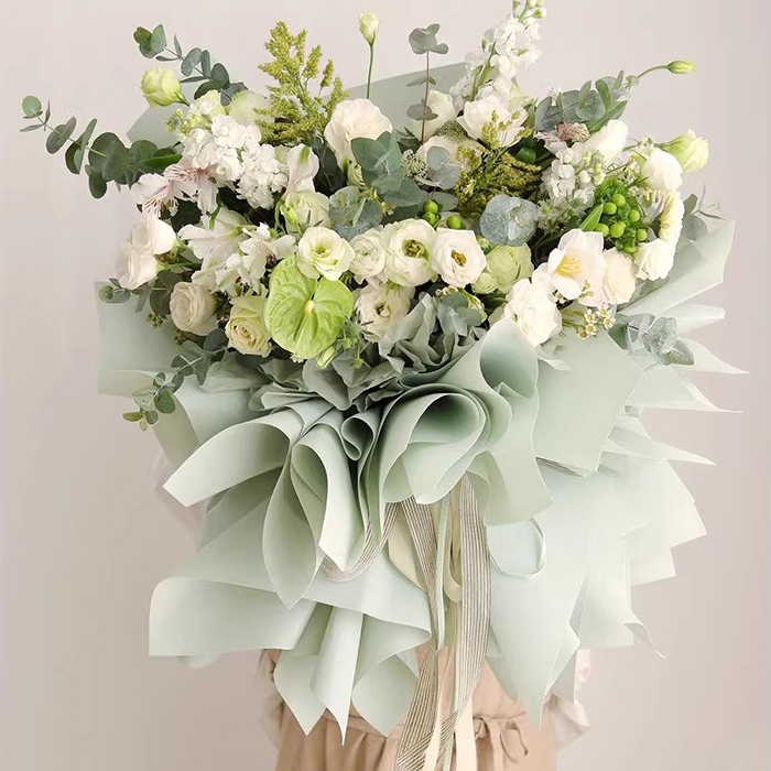 Papel de embrulho de flores translúcido de cor sólida fosca