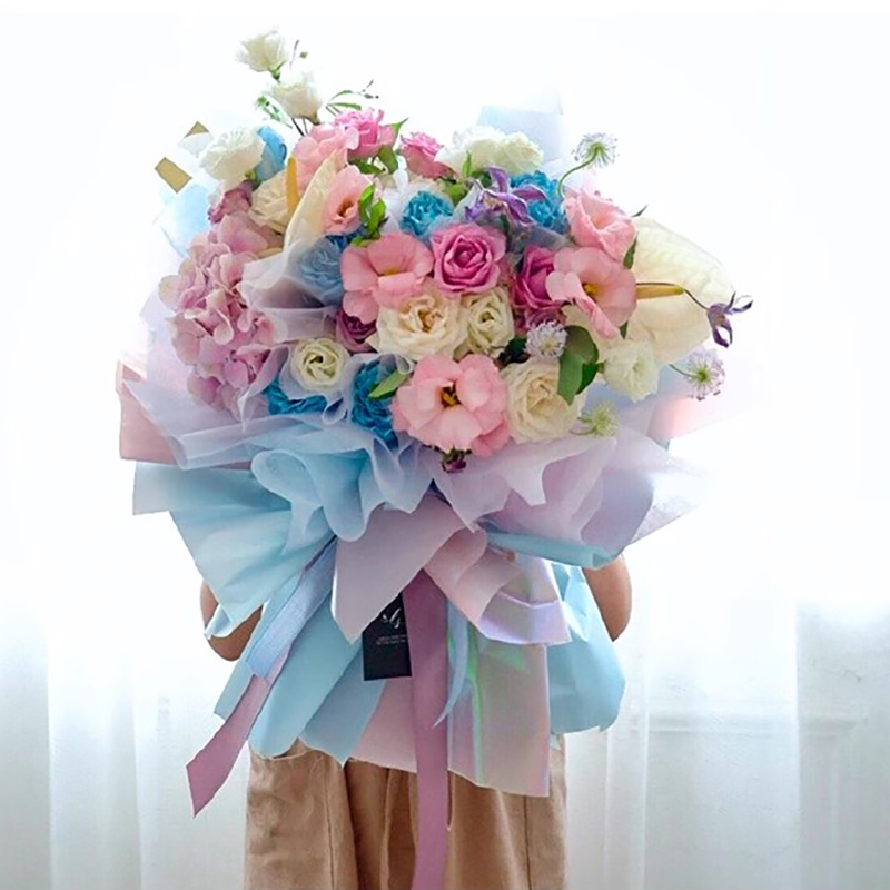 Papel de embrulho de flores translúcido de cor sólida fosca