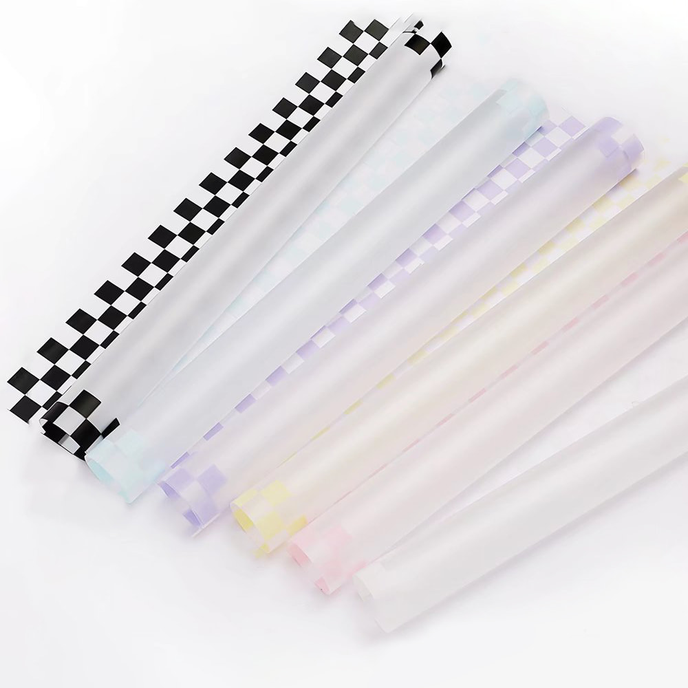Papel de embrulho para buquê xadrez multicolorido